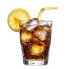 Poster - Refreshing beverage with ice and lemon slice