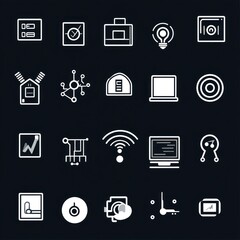 Poster - PNG AI technology icon set