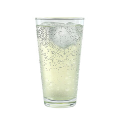 Poster - Refreshing beverage in tall glass with ice and bubbles, perfect for hydration