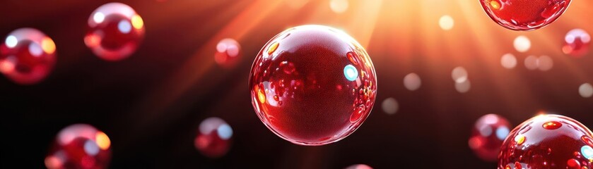 Fototapete - A scientific representation of a bunch of red blood cells displaying their unique shape and function in human biology