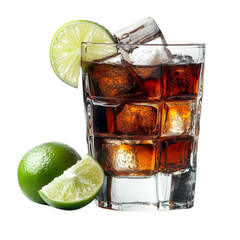 Poster - Refreshing cocktail with ice and lime, served in glass