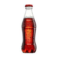 Poster - Refreshing glass bottle filled with carbonated beverage, showcasing bubbles and condensation. Perfect for summer enjoyment or social gatherings