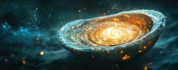 Poster - Cosmic bowl of light swirling in space with glowing stars and nebulae