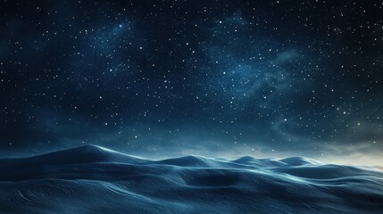 Wall Mural - Starry Night Over Abstract Landscape, Celestial Dreamscape with Winter Hues.