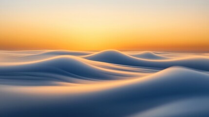 Wall Mural - Serene Abstract Landscape Soft Blue Hills Under a Golden Sunrise
