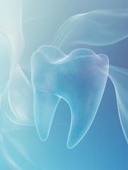 Poster - Stylized wireframe dental arch with clean gradient blue background and subtle glow effect for professional dental themes