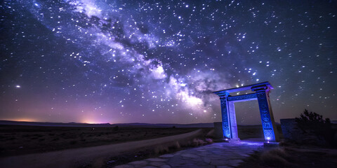 Wall Mural - Gateway to Akashic Records Glowing with Sacred Blue-Violet Light. Perfect for: Spiritual events, cosmic retreats