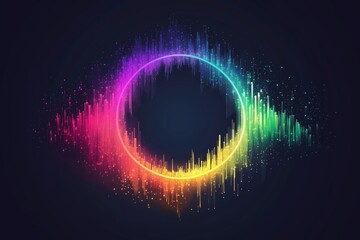 Poster - pulse circle music player. audio colorful wave logo. vector equalizer element