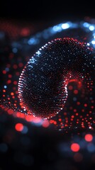 Poster - Abstract luminous sphere of dots with futuristic red and blue light