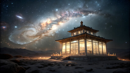 Wall Mural - Wisdom Temple in the Galaxy Holding the Akashic Records. Perfect for: Spirituality, Mysticism, Cosmic Wisdom