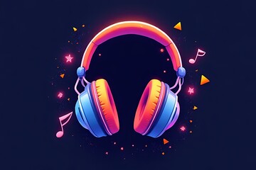 Fototapete - Music listening experience digital space graphic art creative environment vibrant viewpoint sound concept