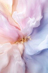Poster - Soft pastel watercolor petals blend in a gentle dance of colors, creating a serene and airy composition enriched with whimsical golden splashes. Perfect for a calming decor