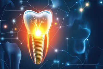 Poster - Bright abstract background with a lightning bolt effect symbolizing the fast healing process of dental implants and their vibrant energy