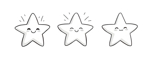 Poster - three smiling stars with cheerful expressions, showcasing a playful and whimsical design.