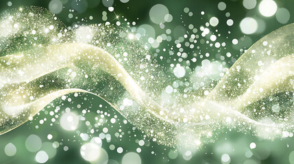 Poster - Sparkling green bokeh waves abstract art digital background festive atmosphere close-up view creative concept