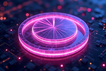 Fototapete - Dynamic light patterns in futuristic digital interface abstract technology concept virtual environment close-up view