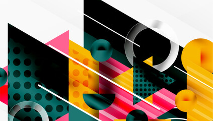 Leinwandbilder - Sleek abstract background - layered triangles with vibrant gradient tones. Semi-transparent shapes add depth and contemporary aesthetic