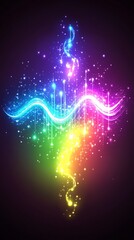 Poster - vibrant illuminated effect, colorful spectrum of light and sparkles