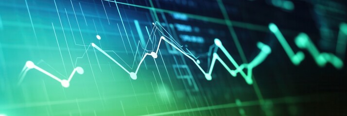 Leinwandbilder - Dynamic trend lines and data grid illustrate political and economic analysis with cool blue and green tones for a modern, insightful look