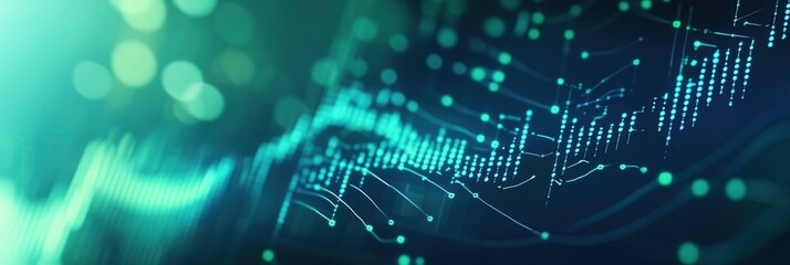 Leinwandbilder - Dynamic background of trend lines and data grid illustrating political and economic analysis with cool blue and green tones for trust and intelligence