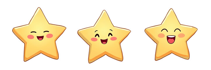 Poster - Three cheerful stars with smiles and blushing cheeks, expressing joy and friendliness.