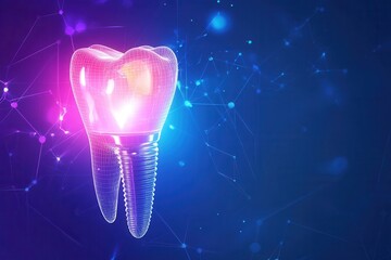 Poster - Bright abstract background showcasing the fast healing properties of dental implants with energetic lightning bolt effects