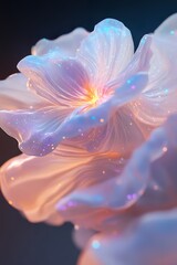 Poster - Bioluminescent flowers float gracefully in a cosmic nebula, their petals shimmering with hues of purple, blue, and gold. This artwork merges nature and the cosmos into a stunning visual experience