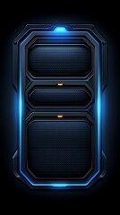 Poster - Futuristic Interface Module with Glowing Edges on Dark Backdrop