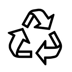 Sticker - simple outline of a recycling symbol circular arrows pointing in a continuous loop eco-friendly mate