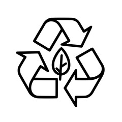 Wall Mural - stylized recycling symbol with leaf in the center modern ecological consciousness vector graphic ico