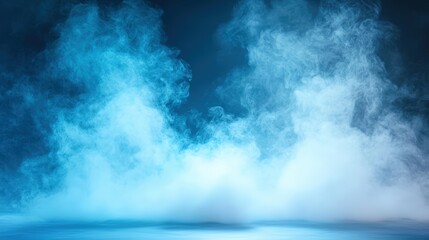 Aufkleber - A misty blue fog envelops the scene, creating an ethereal atmosphere with soft, swirling patterns against a darker background.