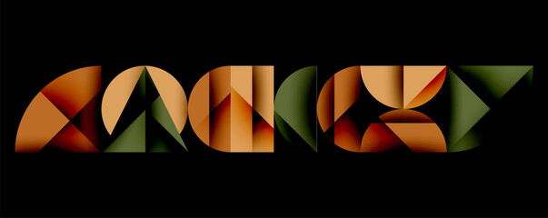 Poster - Abstract geometric background with layered gradient shapes forming dynamic patterns. Overlapping semi circles and triangles create depth and contrast