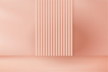 Aufkleber - Presentation display of product. Vector realistic background for advertisement or commercial. Minimalist backdrop for cosmetics or goods on sale. Platform scenery with railing, pink scenery decoration