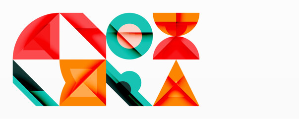 Leinwandbilder - Minimal geometric abstract background. Circle square and triangle design