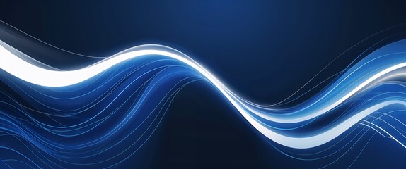 Aufkleber - white wave curve light rays on blue dark background motion and energy concept modern and futuristic digital abstract artwork background
