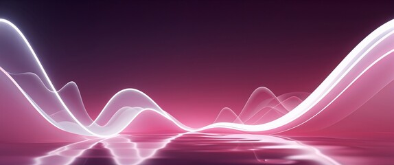 Aufkleber - white wave curve light rays on pink dark background motion and energy concept modern and futuristic digital abstract artwork background