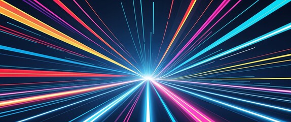Poster - colorful diagonal streaks light rays on cyan dark background motion and energy concept modern and futuristic digital abstract artwork background