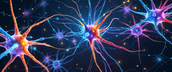 Aufkleber - colorful neural network neuron connection red dark background motion and energy concept modern and futuristic digital abstract artwork background