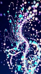 Poster - Dynamic neon light trails swirling in abstract motion