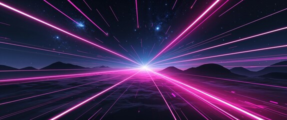Aufkleber - dark deep space background with pink streaks light rays motion and energy concept digital abstract artwork