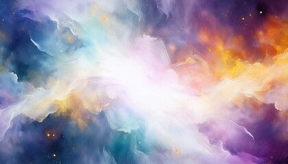 ethereal cosmic nebula texture with dominant white space