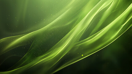 Poster - Flowing green veils abstract background digital art ethereal environment soft light nature concept
