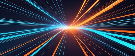 Aufkleber - blue diagonal streaks light rays on orange dark background motion and energy concept modern and futuristic digital abstract artwork background