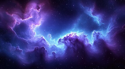 Poster - Vibrant nebula illuminated by cosmic energies in deep space at night