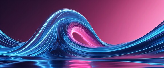 Aufkleber - blue wave curve light rays on pink dark background motion and energy concept modern and futuristic digital abstract artwork background