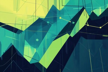 Leinwandbilder - Dynamic background with intersecting trend lines merging into a data grid symbolizes political and economic analysis with a modern aesthetic