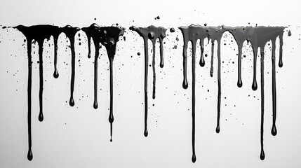 Poster - Abstract design featuring black paint drips on a clean background, perfect for artistic and creative projects. Copy space, commercial use