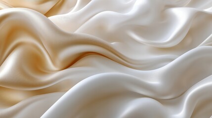 Poster - Soft and luxurious silk fabric draping elegantly in neutral shades of cream and white