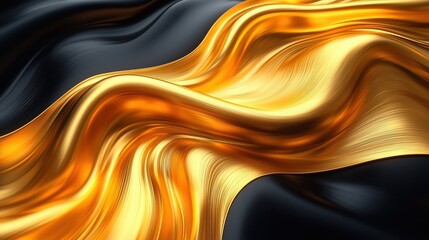 Aufkleber - Luxurious waves of gold and black silk fabric create an elegant and dynamic visual experience