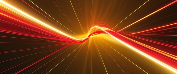 Poster - red diagonal streaks light rays on yellow dark background motion and energy concept modern and futuristic digital abstract artwork background
